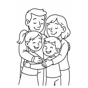 Alegre Abraço em Família