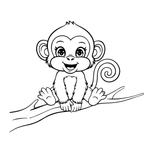 Alegre Macaquinho na Árvore