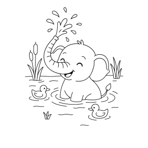 A Alegria do Elefantinho no Lago