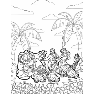 Aloha com Stitch e Amigos em Hula