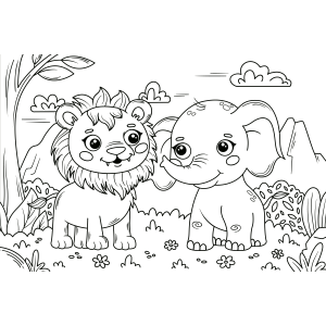 Amigos da Savana Prontos para Colorir
