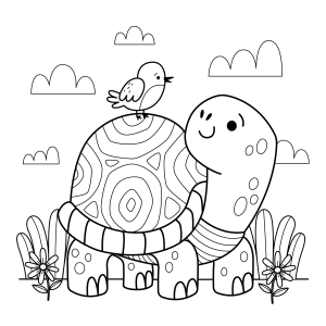 Amizade Colorida: Tartaruga e Pássaro