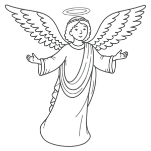 Anjo Gracioso Pronto para Colorir