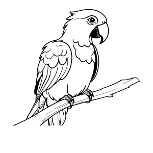 Arara cantando no galho para colorir