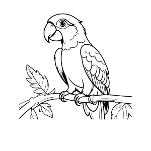 Arara com folhas ao lado para colorir