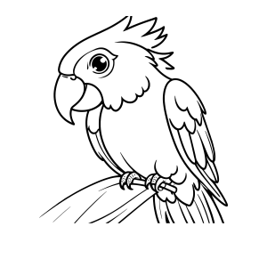Arara com topete olhando para cima para colorir