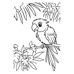 Arara na selva tropical para colorir