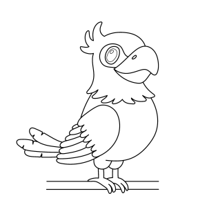 Arara pousada no poleiro para colorir