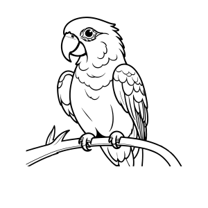 Arara-vermelha no galho para colorir