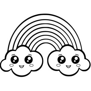 Arco-Íris Encantado e Nuvens Kawaii
