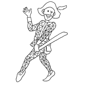 Divirta-se colorindo o Arlequim da Commedia dell'arte