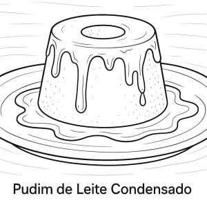 Arte para Colorir: Delicioso Pudim de Leite Condensado