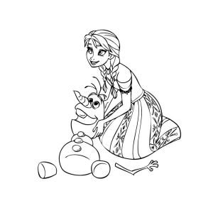 Aventura de Anna e Olaf para Colorir