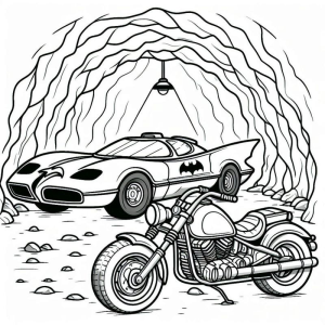 Aventura na Caverna: Moto e Carro Icônico