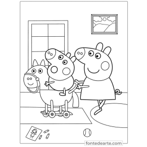 Aventura Colorida com Peppa e George no Passeio de Cavalo