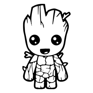 Baby Groot acenando com alegria para colorir