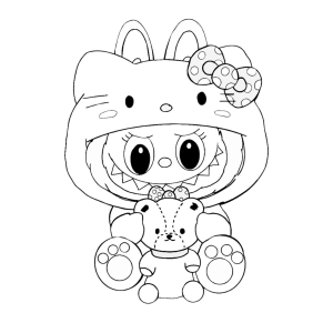 Diverte-te com Badtz-Maru em Traje Hello Kitty