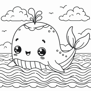 Baleia Kawaii no Oceano Encantado
