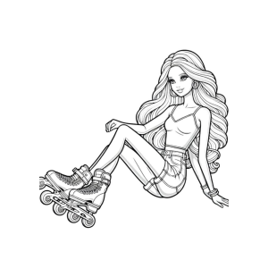 Barbie Patinadora Pronta para Colorir