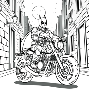 Batman e Sua Moto nas Ruas de Gotham