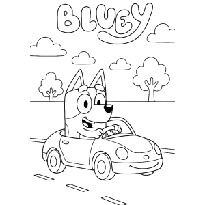 Bluey em uma Aventura de Carro