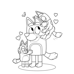 Bluey e Família em momentos carinhosos