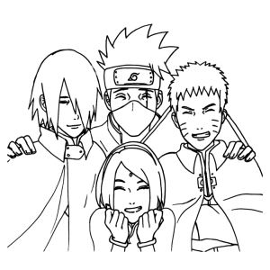 Brilhante Equipe 7 de Naruto Pronta para Colorir