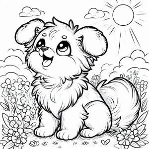 Cachorrinho Alegre em um Jardim Florido