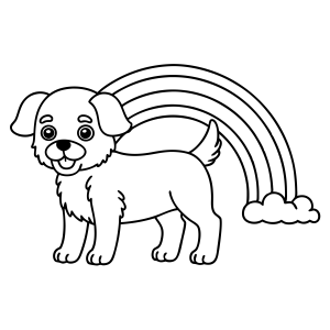 Cachorrinho Alegre Sob o Arco-Íris