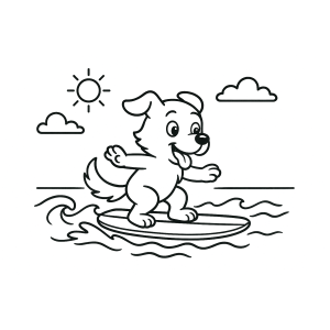 Cachorrinho Surfer na Praia