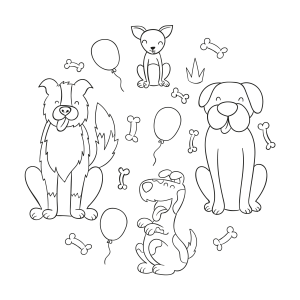 Cachorrinhos Divertidos Prontos para Colorir