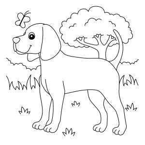 Cão Alegre no Jardim