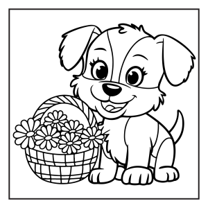 Cãozinho Aventureiro com Cesta de Flores