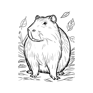 Capivara no Jardim de Folhas