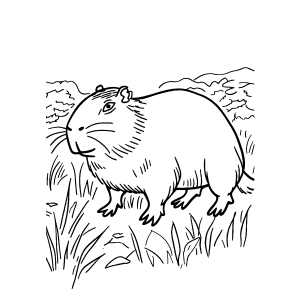Capivara Aventurando-se na Natureza