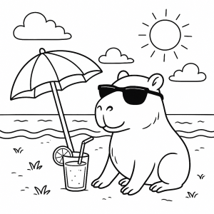 Capivara Relaxando na Praia