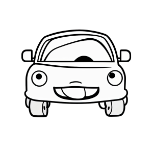 Carro Sorridente em Preto e Branco