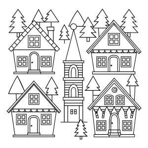Casas Festivas para Colorir
