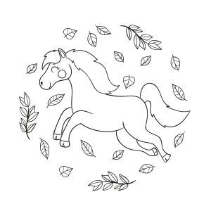 Cavalo Saltitante com Folhas Fofas