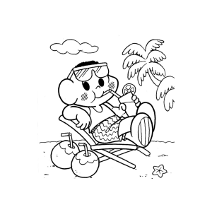Cascão Relaxando na Praia