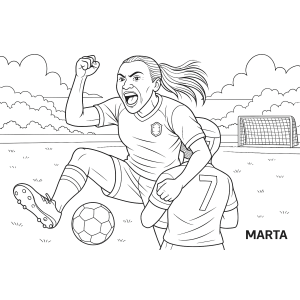 Vibrante Celebração de Marta no Campo de Futebol