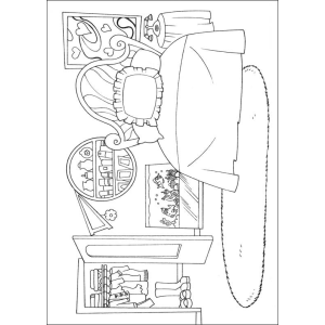Charmosa Cena de Quarto para Colorir