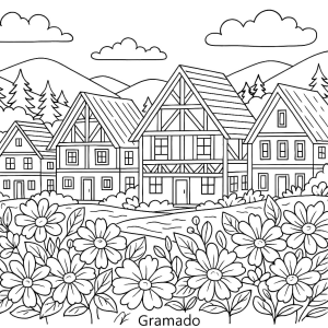 Cenário de Gramado para Colorir