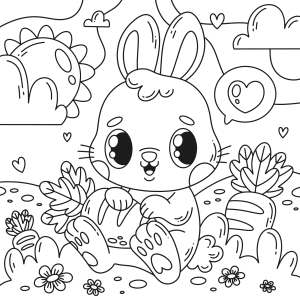 Coelhinho Kawaii no Jardim Encantado
