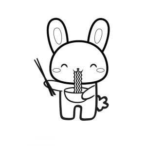 Coelhinho Kawaii Saboreando Lámen