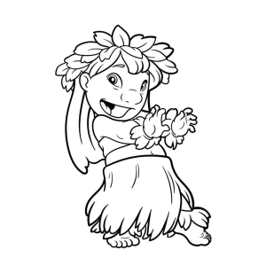 Colorindo a Lilo em Sua Dança Havaiana