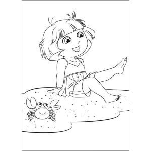 Colorindo Aventuras com Dora na Praia