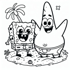 Colorindo Bob Esponja e Patrick na Fenda do Biquíni