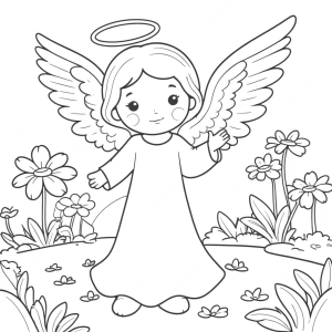 Colorindo o Encantador Anjo em um Jardim