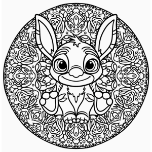 Colorindo Stitch em um Mandala Encantado